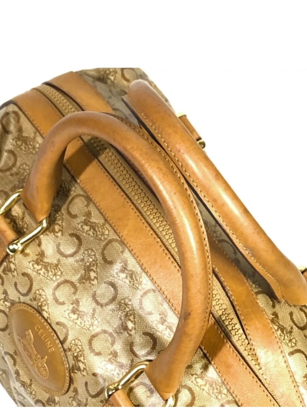 Authentic Vintage Celine Macadam Boston Bag Horse Carriage Satchel - Picture 7 of 14